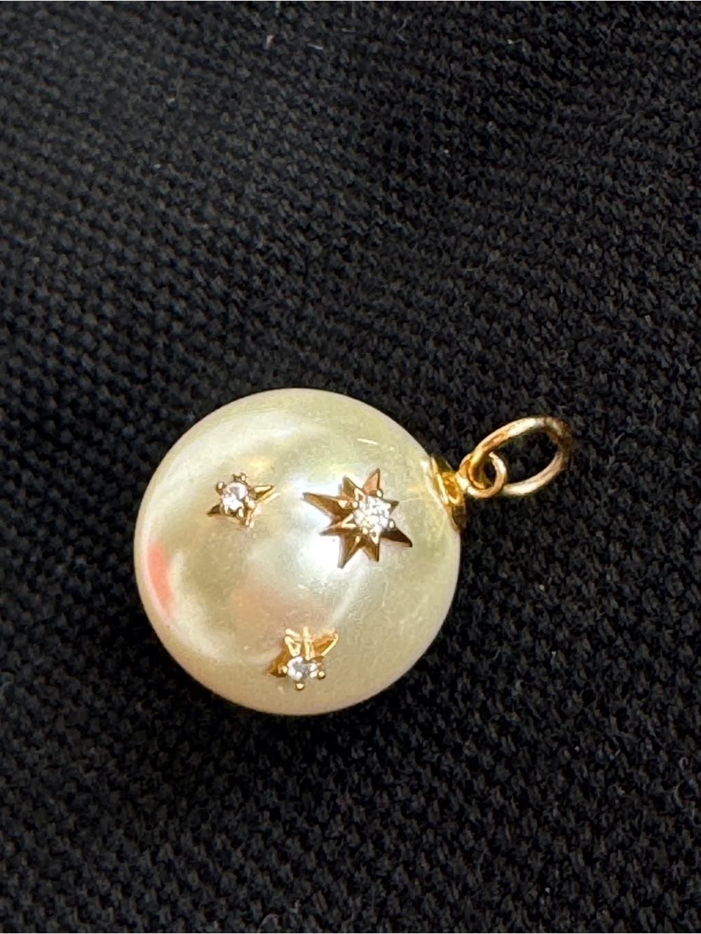 Pearl and Gold Starburst Rhinestone Accent Pendant - Picture 9 of 9